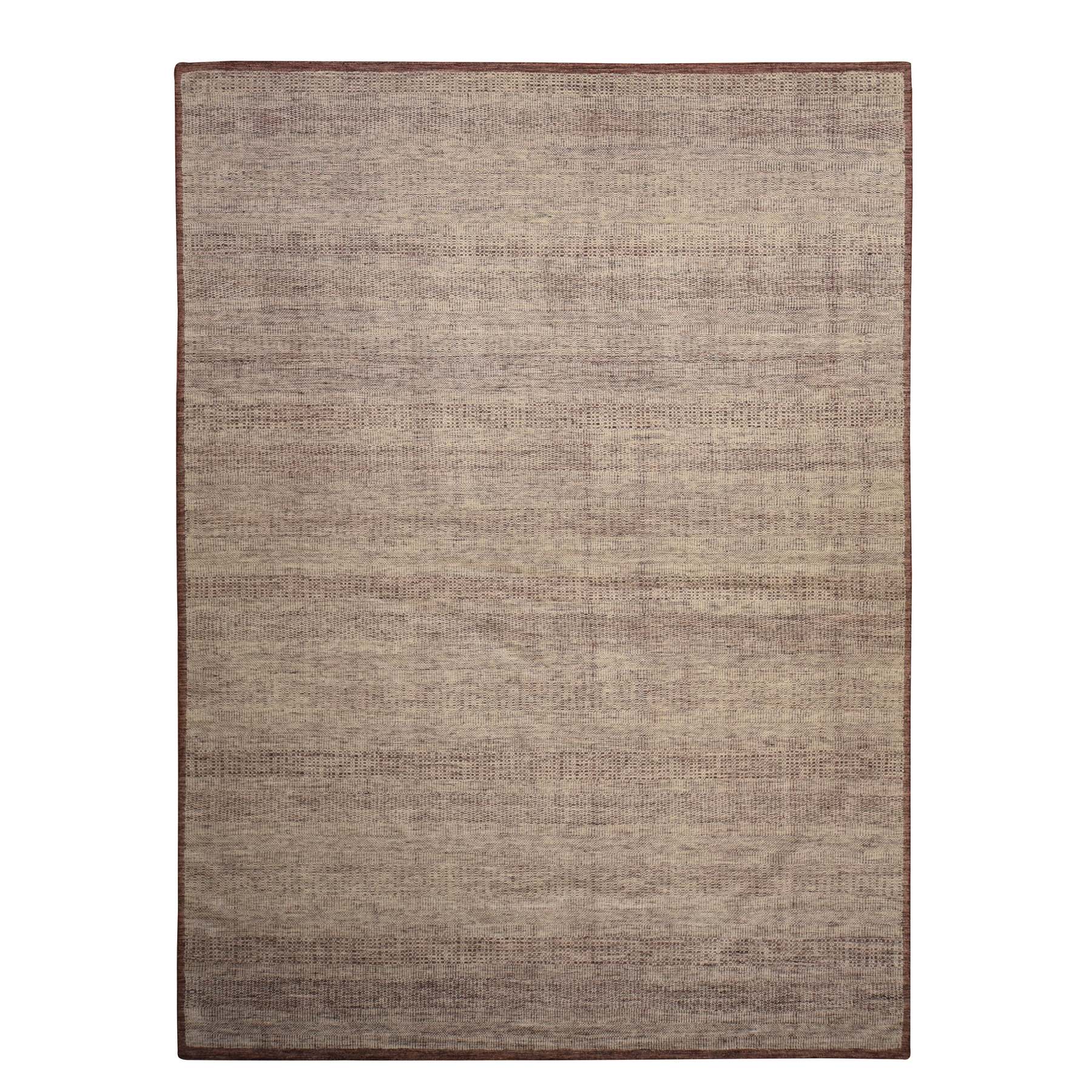 10'x14' Wine Red, Plain and Natural Design, Oxidized 100% Wool, Hand Knotted, Tone on Tone, Oriental Rug